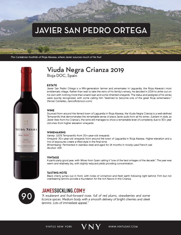 Javier San Pedro Ortega Viuda Negra Crianza 2019 Vintus