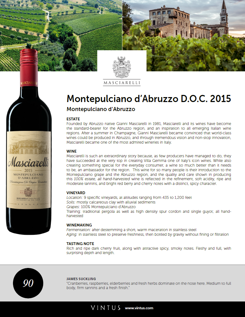 Masciarelli Montepulciano d’Abruzzo 2015 Tech Sheet (90 JS) - Vintus